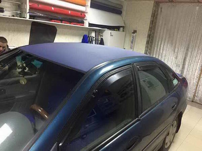 Оклейка крыши, капота, багажника в алмазную крошку синюю. Renault Laguna